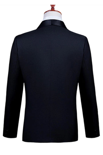 2 Piece Peak Lapel One Button Black Men's Suit with Beading